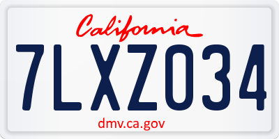 CA license plate 7LXZ034