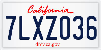 CA license plate 7LXZ036
