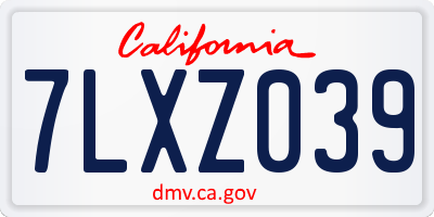 CA license plate 7LXZ039