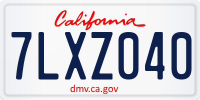 CA license plate 7LXZ040