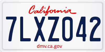 CA license plate 7LXZ042
