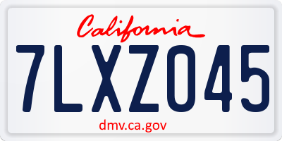 CA license plate 7LXZ045