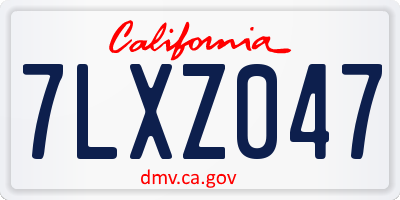 CA license plate 7LXZ047