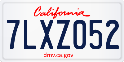 CA license plate 7LXZ052