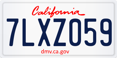 CA license plate 7LXZ059
