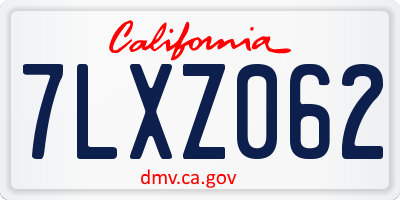 CA license plate 7LXZ062