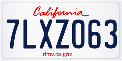 CA license plate 7LXZ063