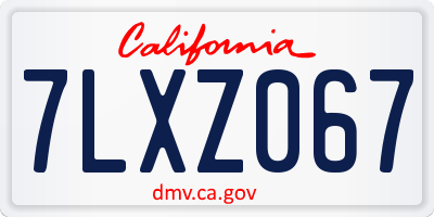 CA license plate 7LXZ067