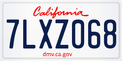 CA license plate 7LXZ068