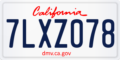 CA license plate 7LXZ078