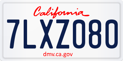 CA license plate 7LXZ080