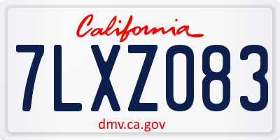 CA license plate 7LXZ083