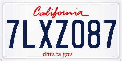 CA license plate 7LXZ087