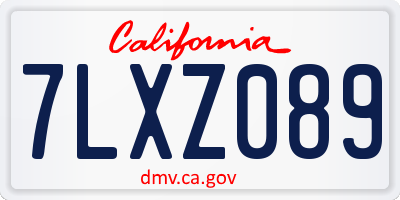 CA license plate 7LXZ089