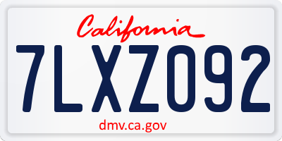 CA license plate 7LXZ092