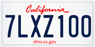 CA license plate 7LXZ100