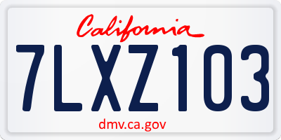 CA license plate 7LXZ103