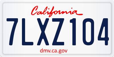 CA license plate 7LXZ104