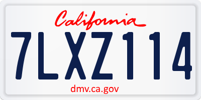 CA license plate 7LXZ114