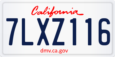CA license plate 7LXZ116