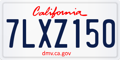 CA license plate 7LXZ150