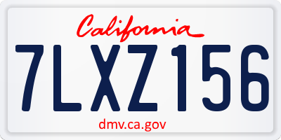 CA license plate 7LXZ156