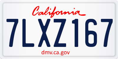CA license plate 7LXZ167