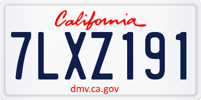 CA license plate 7LXZ191