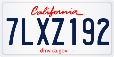CA license plate 7LXZ192