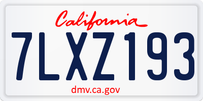 CA license plate 7LXZ193