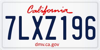 CA license plate 7LXZ196