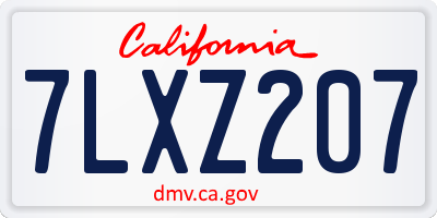 CA license plate 7LXZ207