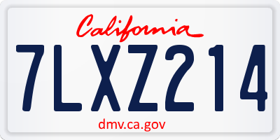 CA license plate 7LXZ214