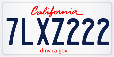 CA license plate 7LXZ222