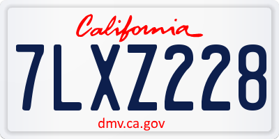 CA license plate 7LXZ228