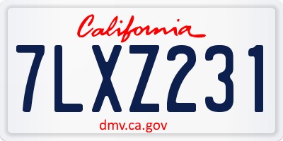 CA license plate 7LXZ231