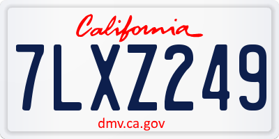 CA license plate 7LXZ249