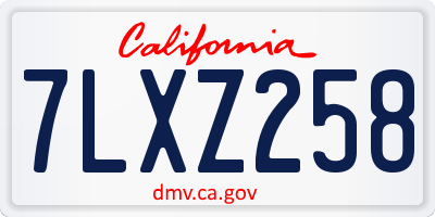CA license plate 7LXZ258