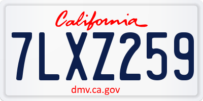 CA license plate 7LXZ259
