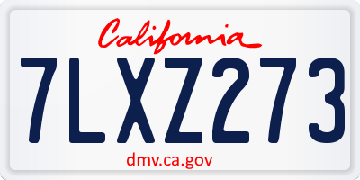 CA license plate 7LXZ273