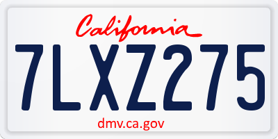 CA license plate 7LXZ275