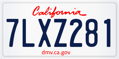 CA license plate 7LXZ281