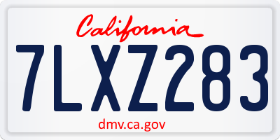CA license plate 7LXZ283