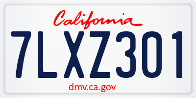 CA license plate 7LXZ301