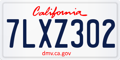 CA license plate 7LXZ302