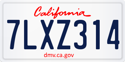 CA license plate 7LXZ314