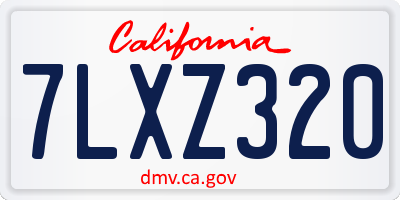 CA license plate 7LXZ320