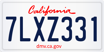 CA license plate 7LXZ331