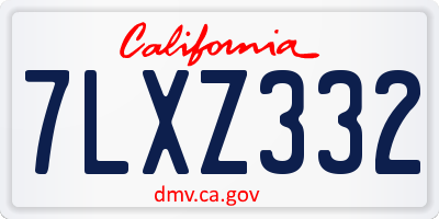 CA license plate 7LXZ332