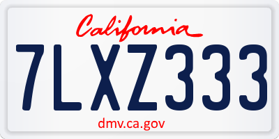 CA license plate 7LXZ333